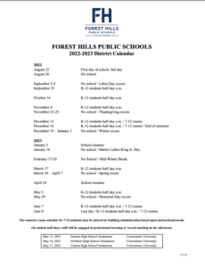 District Calendars District Forest Hills Public Schools